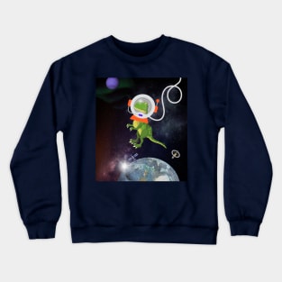 Confused T-Rex in Space Funny Kids Crewneck Sweatshirt